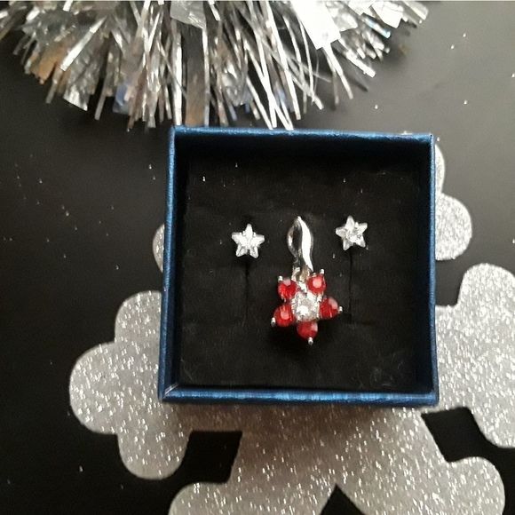 18kt White GF Topaz Pendant w/Studs - Picture 3 of 5